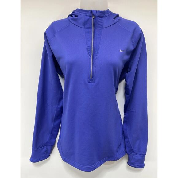 Nike Fit Dry Fleece Hoodie Womens XL Purple Long Sleeve With Hood - Picture 1 of 10